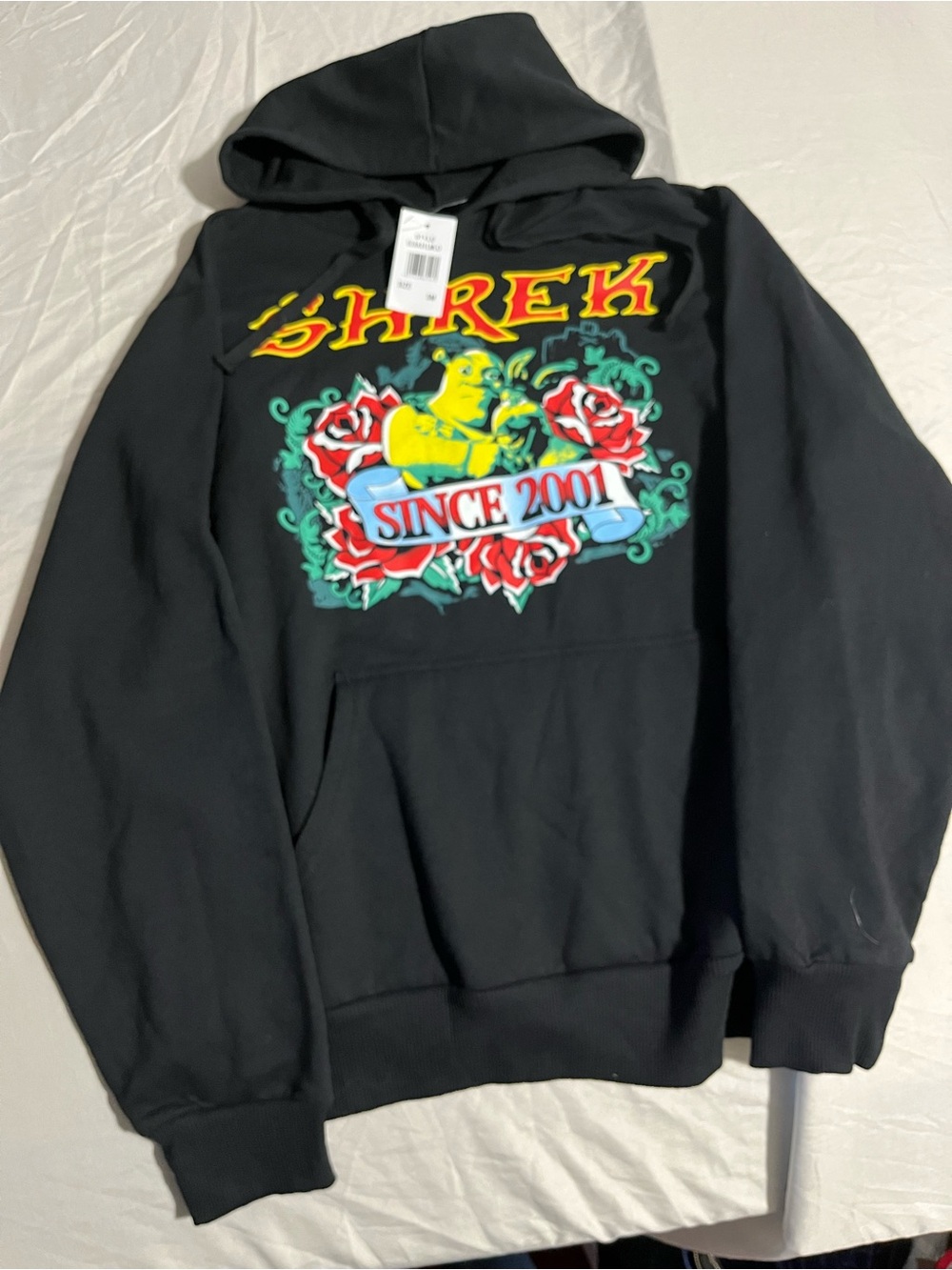 Dreamworks Shrek Black Hoodie with Red and Yellow Graphic Size Small NWT